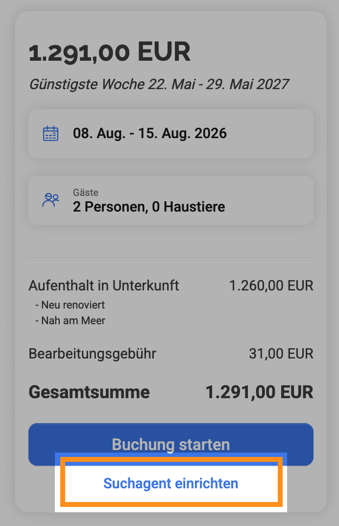 Suchagent auf der Website von Klitferie in Dänemark